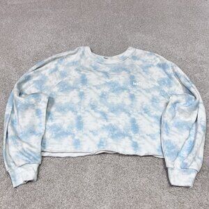 Levi’s Sweatshirt Women’s Blue White Cropped Long Sleeve Pullover Size XL